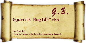 Gyurnik Boglárka névjegykártya